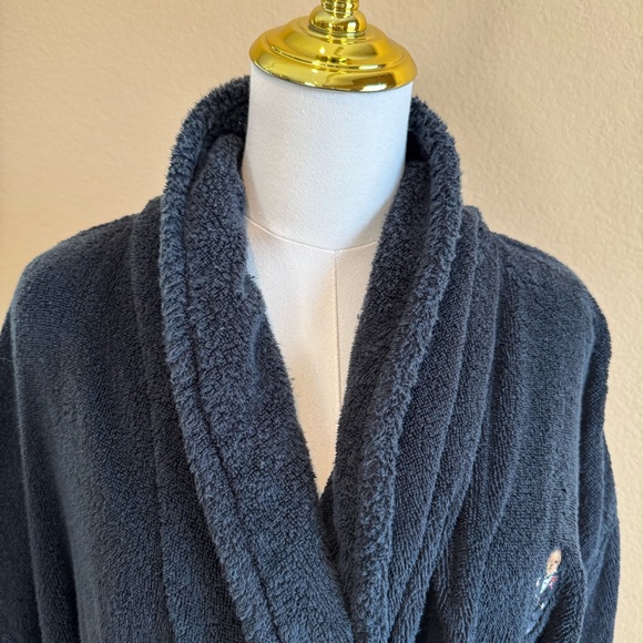 Polo Ralph Lauren Mens L/XL Polo Bear Tuxedo Embroidery Terry Robe Black Lounge - Picture 5 of 13
